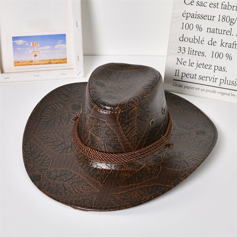 Western cowboy hat leather mountaineering Spanish sun hat travel sun visor hat