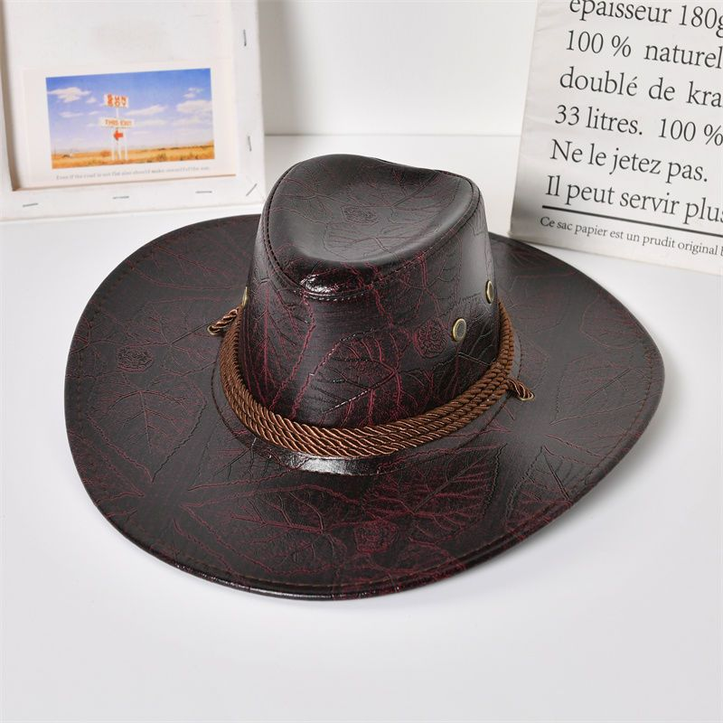 Western cowboy hat leather mountaineering Spanish sun hat travel sun visor hat