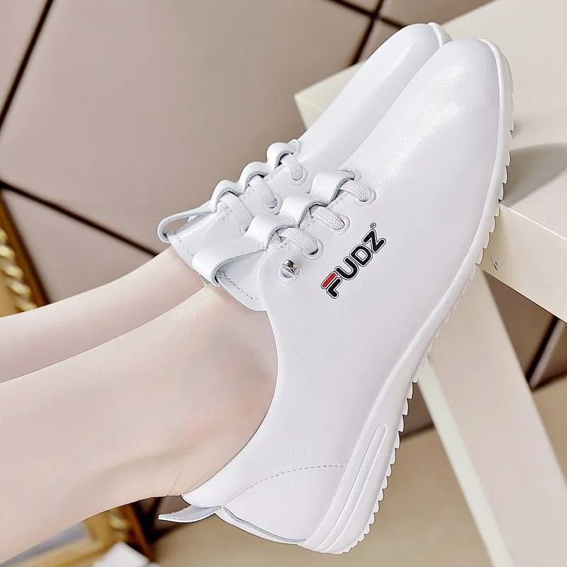 Women's Shoes Athletic Running Soft Leather White Shoes For Women Soft Sole Lightweight Mom Shoes Fashionable And Versatile Non-slip Sports Outdoor White Shoes