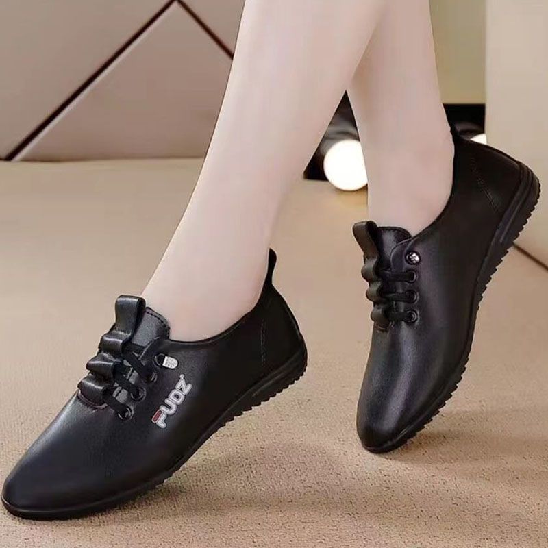 Women's Shoes Athletic Running Soft Leather White Shoes For Women Soft Sole Lightweight Mom Shoes Fashionable And Versatile Non-slip Sports Outdoor White Shoes