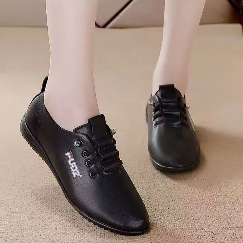 Women's Shoes Athletic Running Soft Leather White Shoes For Women Soft Sole Lightweight Mom Shoes Fashionable And Versatile Non-slip Sports Outdoor White Shoes