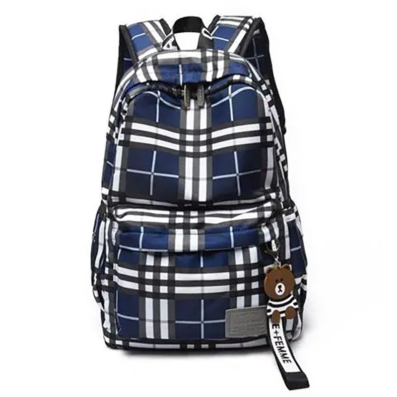 Bags Girl's Bags Backpacks Large Capacity Fashion Checkered Backpack Comes with Decoration Casual Travel Bag Student School Bag Fashionable and Versatile