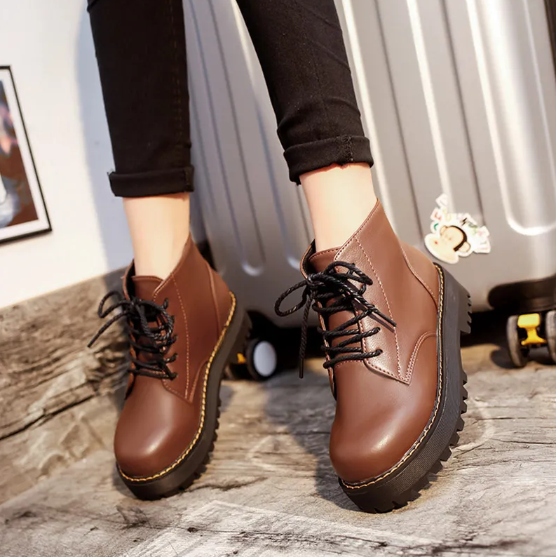 Women's Shoes Boots Ankle Bootie High-top British style small leather shoes for women new Korean version versatile ins trendy flat shoes short boots