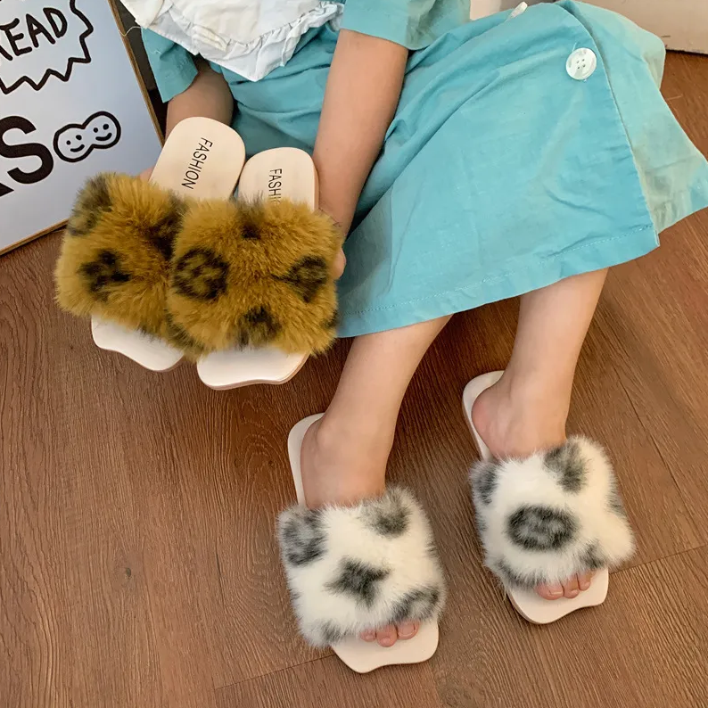 Kids Shoes Baby Shoes Girls' Shoes Slippers Children and baby girls wear fashionable and stylish home indoor furry slippers