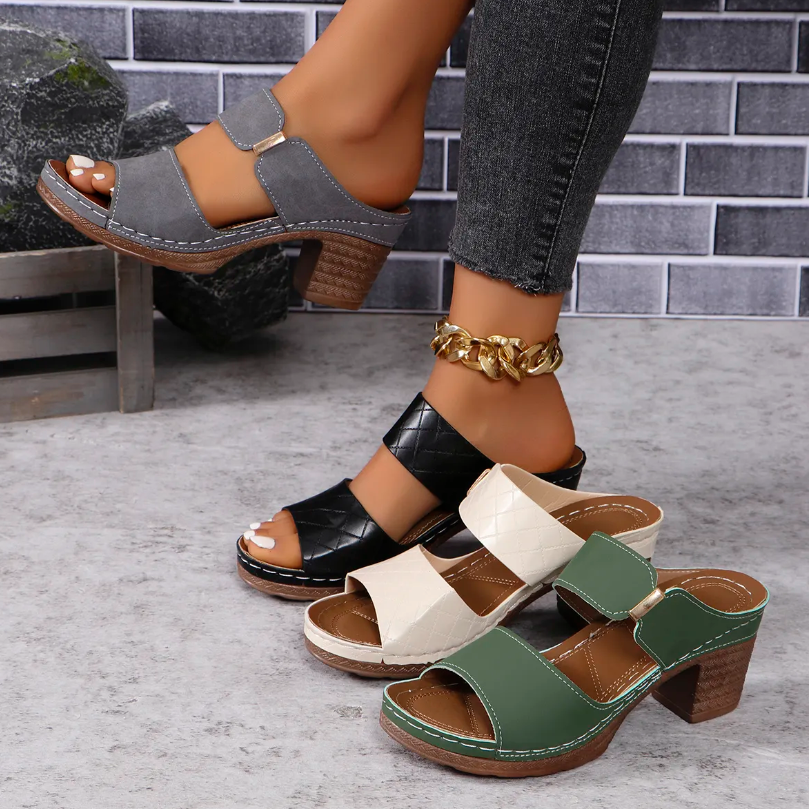 Women's Shoes Slippers Mules Fashion thick high heel sandals new style simple large size comfortable youth fish mouth slippers