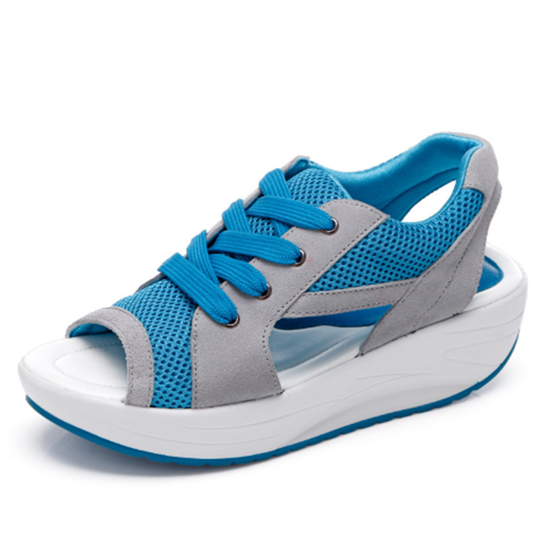 Women's Shoes Sandals Sports Sandals Large size Korean style sandals for women, fish mouth mesh shoes, thick-soled rocking shoes, casual sports sandals