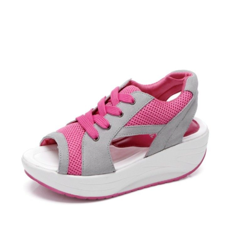 Women's Shoes Sandals Sports Sandals Large size Korean style sandals for women, fish mouth mesh shoes, thick-soled rocking shoes, casual sports sandals