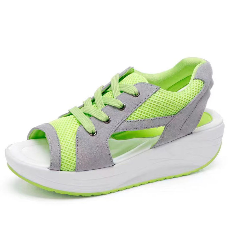 Women's Shoes Sandals Sports Sandals Large size Korean style sandals for women, fish mouth mesh shoes, thick-soled rocking shoes, casual sports sandals