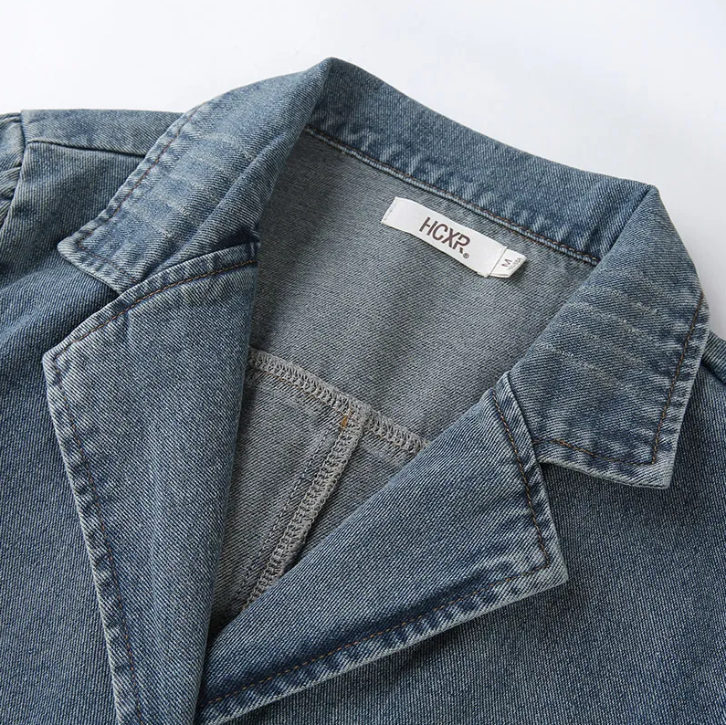 Women's Clothing Tops Jackets Coats Hong Kong style small style suit collar denim jacket women's new denim casual short jacket