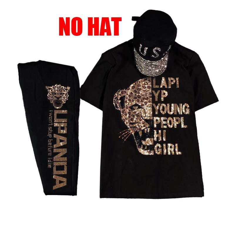 Women's Clothing Sets Two-Piece Outfits Men's Sportswear T-Shirts Large size western style  men and women in summer fashionable hot diamond slimming and flesh-covering casual women's clothing men's cl