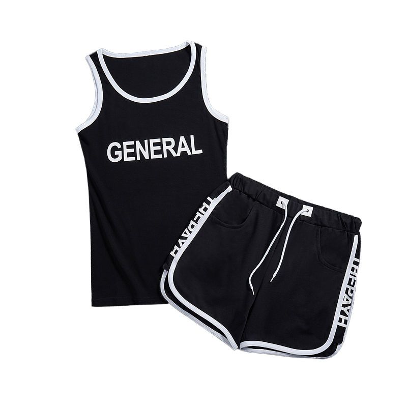 Men's Clothing Clothing Sets Two-Piece Outfits Athleisure Suit Men's Summer Running Quick-drying Sleeveless T-shirt Tights Vest Three-Point Shorts Two-piece Set