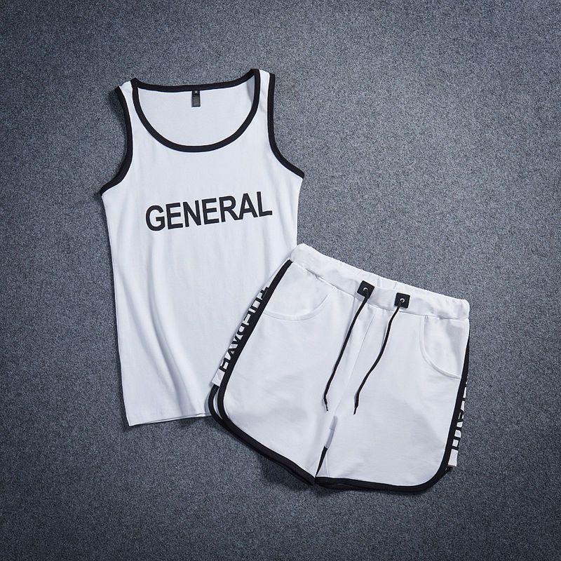 Men's Clothing Clothing Sets Two-Piece Outfits Athleisure Suit Men's Summer Running Quick-drying Sleeveless T-shirt Tights Vest Three-Point Shorts Two-piece Set
