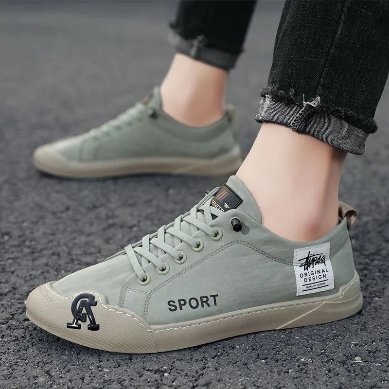 Men's Shoes Flats Canvas Shoes Canvas Men'S Shoes New Summer Breathable Work Wear-Resistant Slip-On Cloth Shoes Trendy Versatile Lightweight Non-Slip