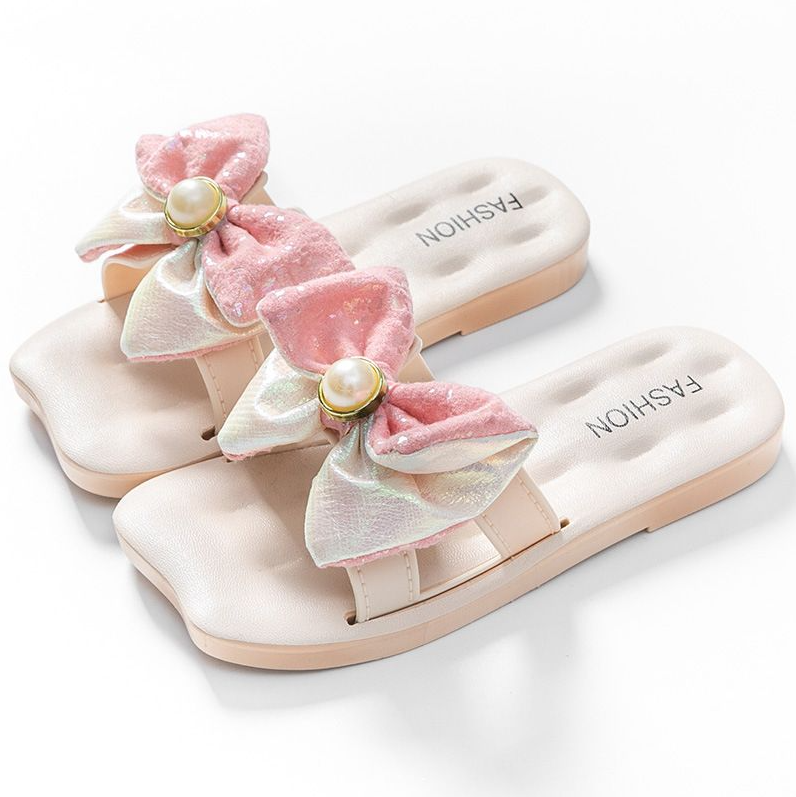Kids Shoes Baby Shoes Girls' Shoes Slippers Children's slippers Pearl Princess outer wear non-slip fashion bow girls' bow slippers outside girls' slippers
