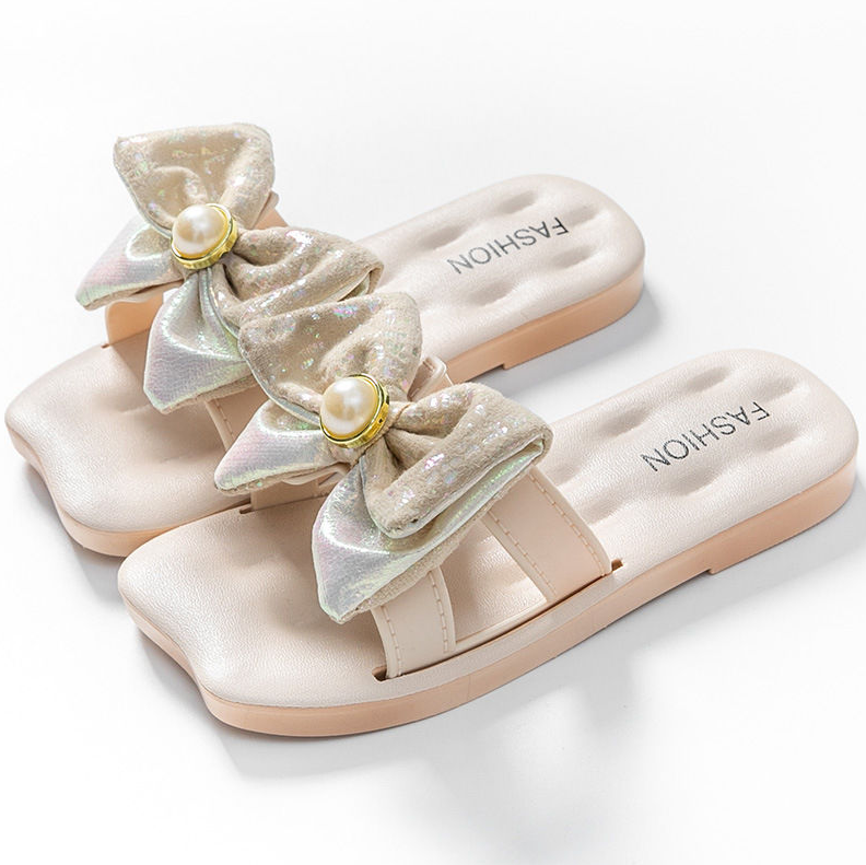 Kids Shoes Baby Shoes Girls' Shoes Slippers Children's slippers Pearl Princess outer wear non-slip fashion bow girls' bow slippers outside girls' slippers