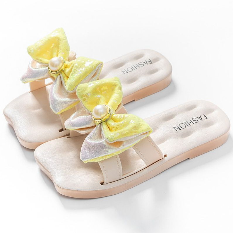 Kids Shoes Baby Shoes Girls' Shoes Slippers Children's slippers Pearl Princess outer wear non-slip fashion bow girls' bow slippers outside girls' slippers