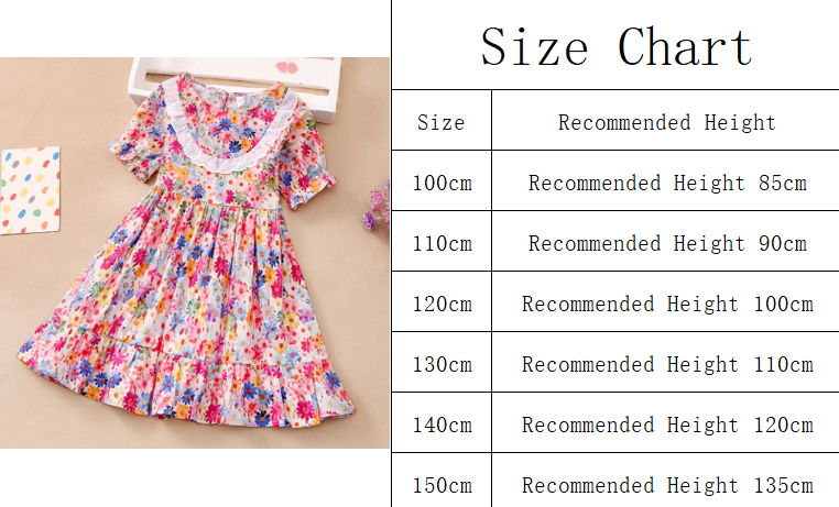 Girls Clothing Dress Floral skirt new girl dress baby style Korean style short-sleeved fresh princess dress