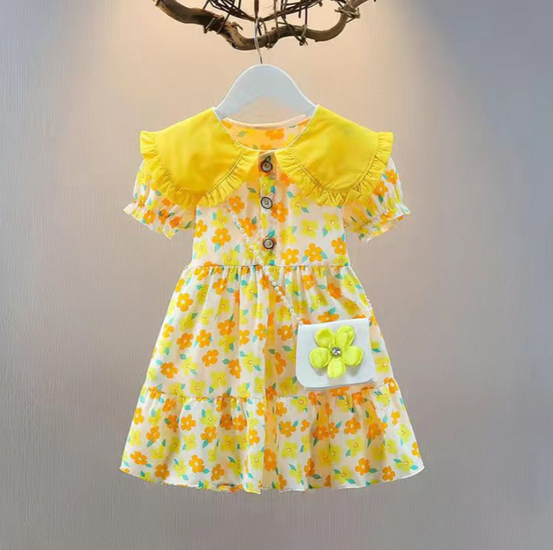 Girls Clothing Dress Girls chiffon dress new style children's dress fashionable doll collar little princess dress