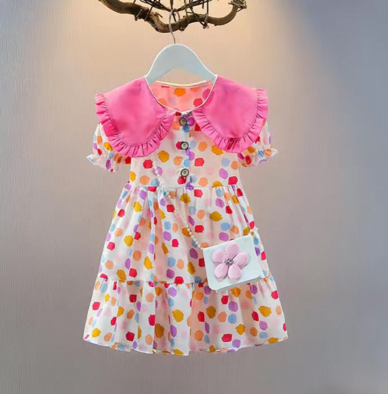 Girls Clothing Dress Girls chiffon dress new style children's dress fashionable doll collar little princess dress