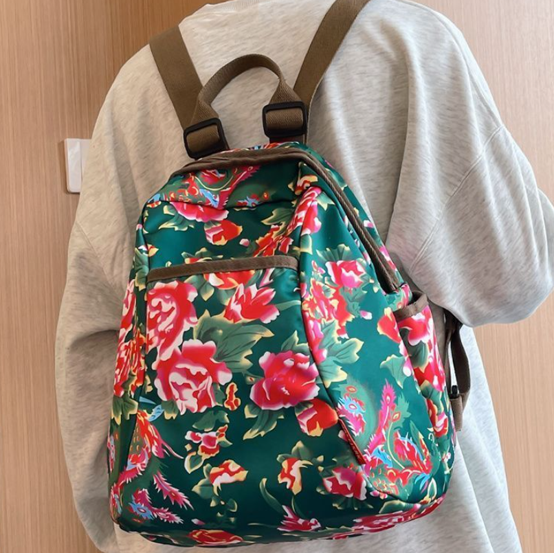 Bags Women's Bags Fashion Backpacks Big flower cloth backpack popular new style women's student school bag mommy bag large capacity travel backpack