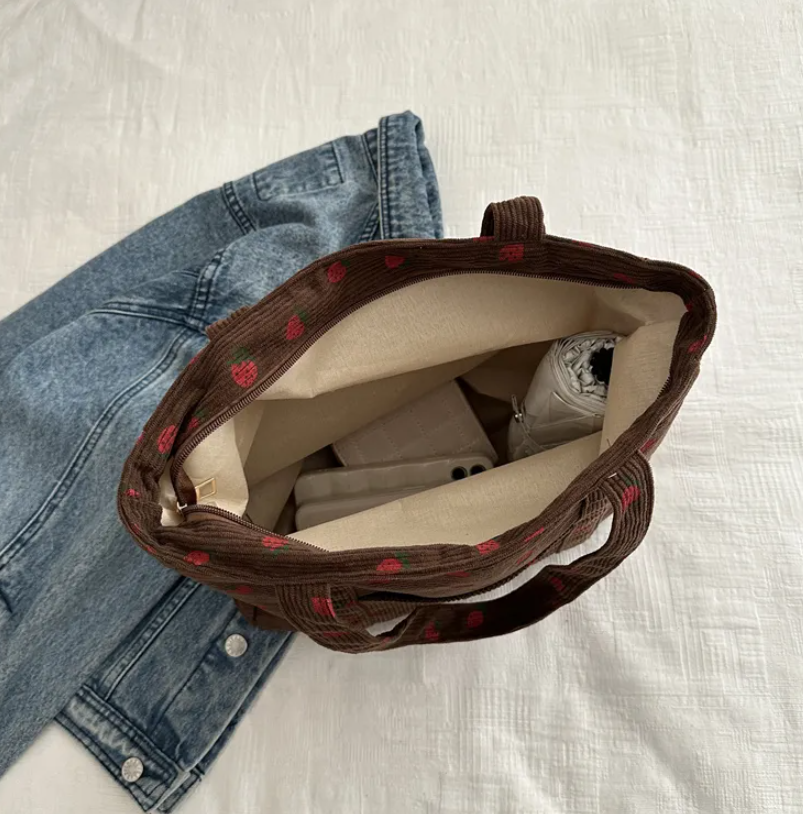 Bags Women's Bags Shoulder Bags High-end niche shoulder handbag women's new trendy literary original large-capacity corduroy tote bag shoulder bag