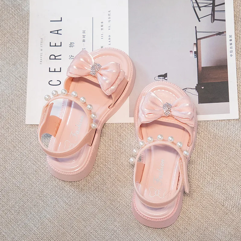 Kids Shoes Baby Shoes Girls' Shoes Sandals New children's sandals, fashionable and versatile princess sandals, non-slip soft bottom bow sweet sandals