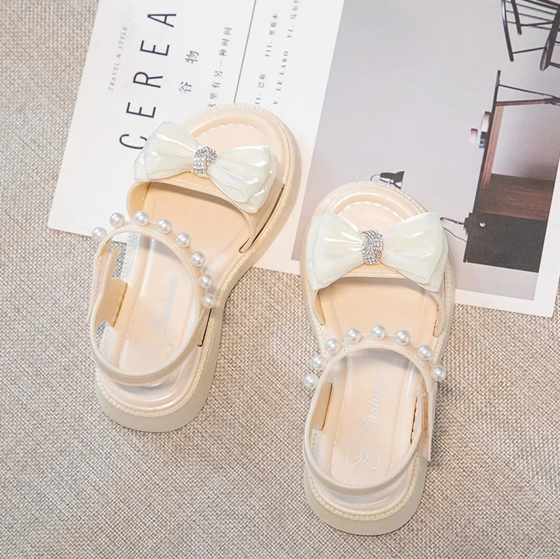 Kids Shoes Baby Shoes Girls' Shoes Sandals New children's sandals, fashionable and versatile princess sandals, non-slip soft bottom bow sweet sandals