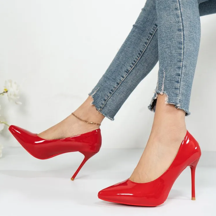Women's Shoes Heels Large size pointed toe shoes OL sexy formal shoes green high heels cheap stiletto trendy work shoes high heels
