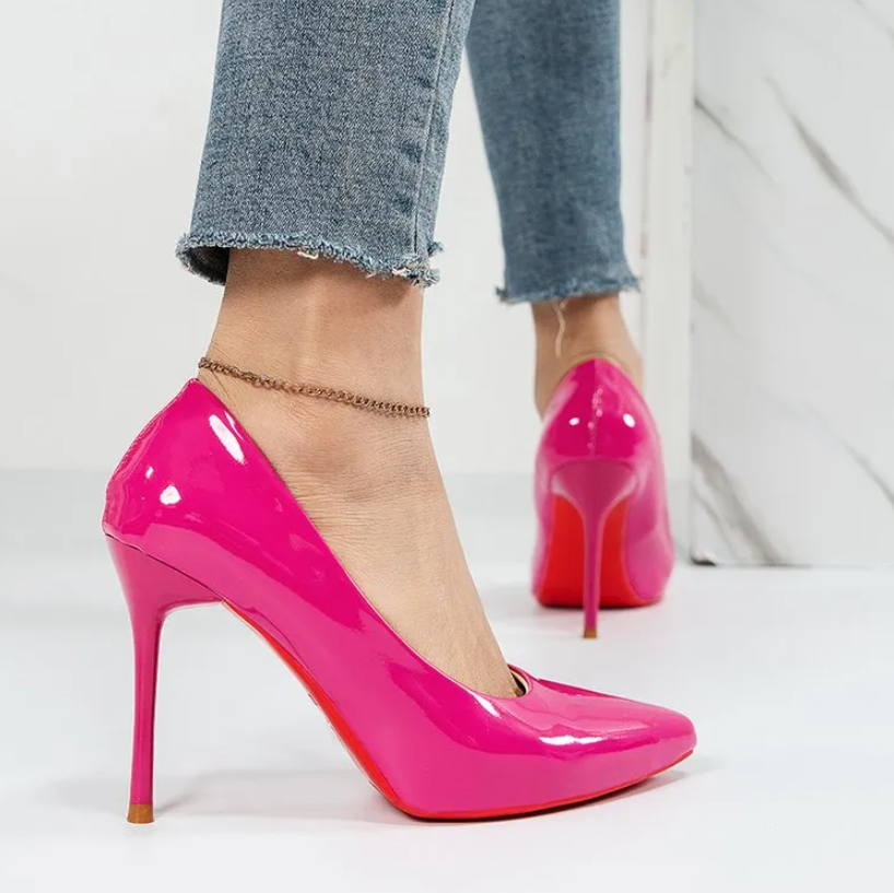 Women's Shoes Heels Large size pointed toe shoes OL sexy formal shoes green high heels cheap stiletto trendy work shoes high heels