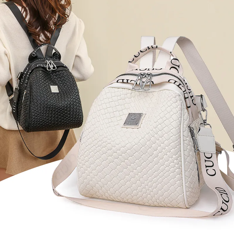 Women's Bags Fashion Backpacks Soft leather backpack new women's bag multi-functional travel small bag woven wear-resistant backpack fashion bag