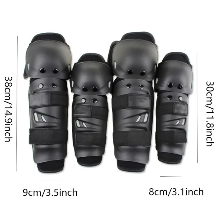 4 Piece Set Motorcycle Motocross Racing Armored Non-Slip Shock Resistant Riding Knee Protector Knee Guard Four Piece Round Head race Protectors Off-road Motorcycle Riding Equipment and Sports