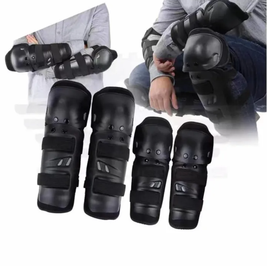 4 Piece Set Motorcycle Motocross Racing Armored Non-Slip Shock Resistant Riding Knee Protector Knee Guard Four Piece Round Head race Protectors Off-road Motorcycle Riding Equipment and Sports