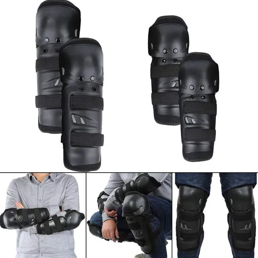 4 Piece Set Motorcycle Motocross Racing Armored Non-Slip Shock Resistant Riding Knee Protector Knee Guard Four Piece Round Head race Protectors Off-road Motorcycle Riding Equipment and Sports