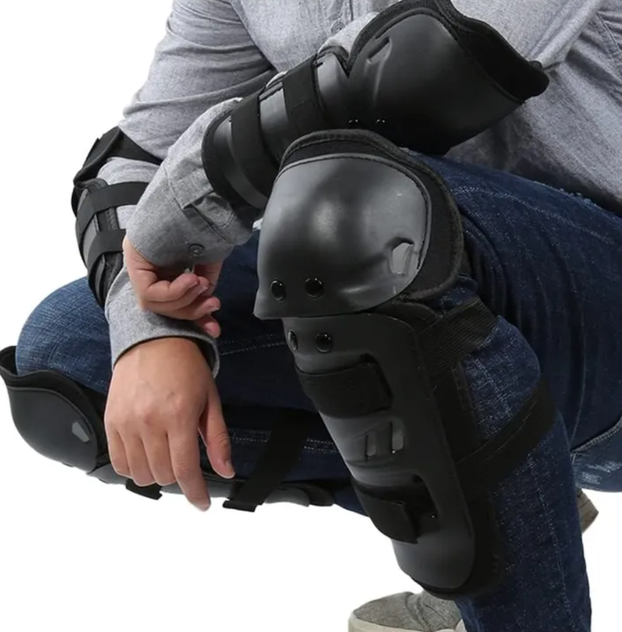 4 Piece Set Motorcycle Motocross Racing Armored Non-Slip Shock Resistant Riding Knee Protector Knee Guard Four Piece Round Head race Protectors Off-road Motorcycle Riding Equipment and Sports