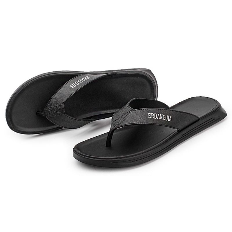 Men's Shoes Slippers Flip-Flops New Rubber Flip-Flops Casual Ins Flip-Flops Korean Style Large Size Beach Shoes Flip-Flops Black,EU42