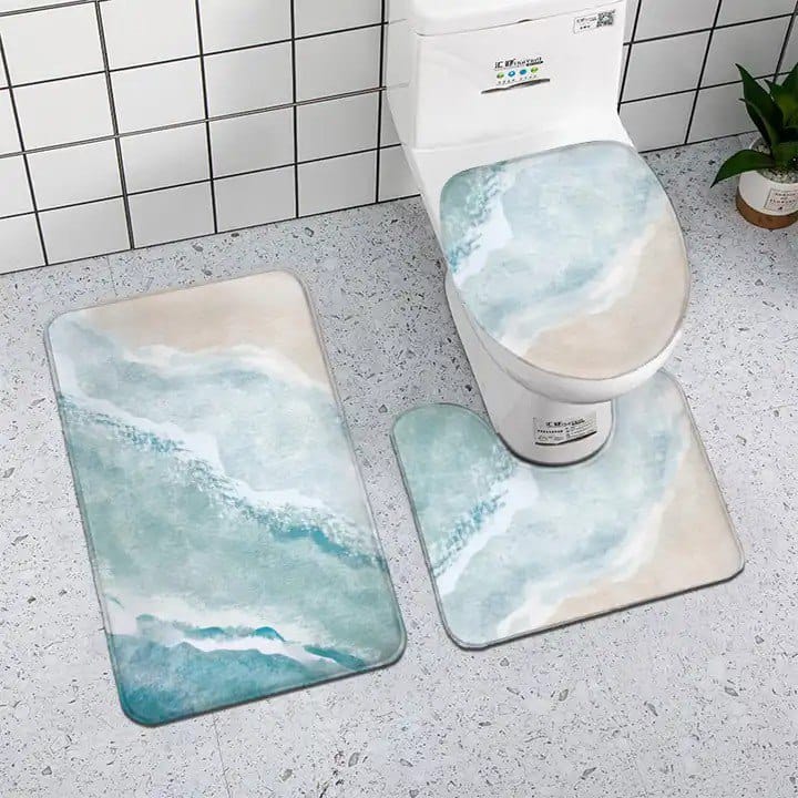 Ragen 3PCS Absorbent Bath Mat Rug Sets, Quick Drying Mat Silicone Magic Bath Mat Non-slip Floor Rug Rubber Backed For Bathroom Kitchen Shower Sink