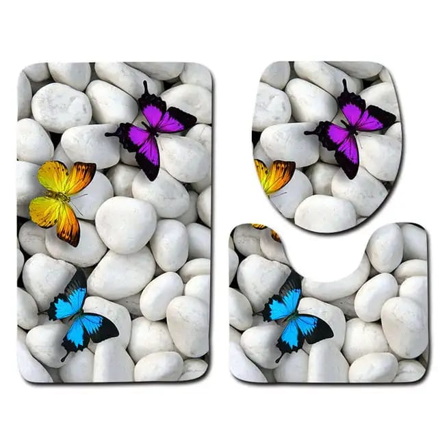 Non Slip Mat Bath Mat 3 Pcs/Set Classical Pattern Toilet Cover Foot Pad Non-slip Absorbent Bathroom Door Mat Flannel Soft Bathr Rug Carpet Non Slip Bath Mats For Inside Bath