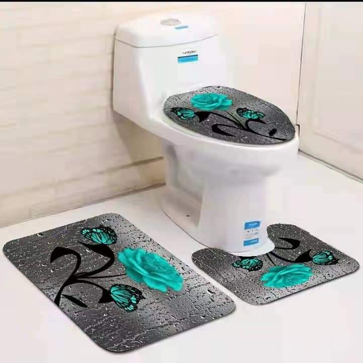 Non Slip Mat Bath Mat 3 Pcs/Set Classical Pattern Toilet Cover Foot Pad Non-slip Absorbent Bathroom Door Mat Flannel Soft Bathr Rug Carpet Non Slip Bath Mats For Inside Bath