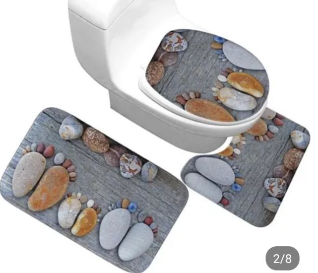 Non Slip Mat Bath Mat 3 Pcs/Set Classical Pattern Toilet Cover Foot Pad Non-slip Absorbent Bathroom Door Mat Flannel Soft Bathr Rug Carpet Non Slip Bath Mats For Inside Bath