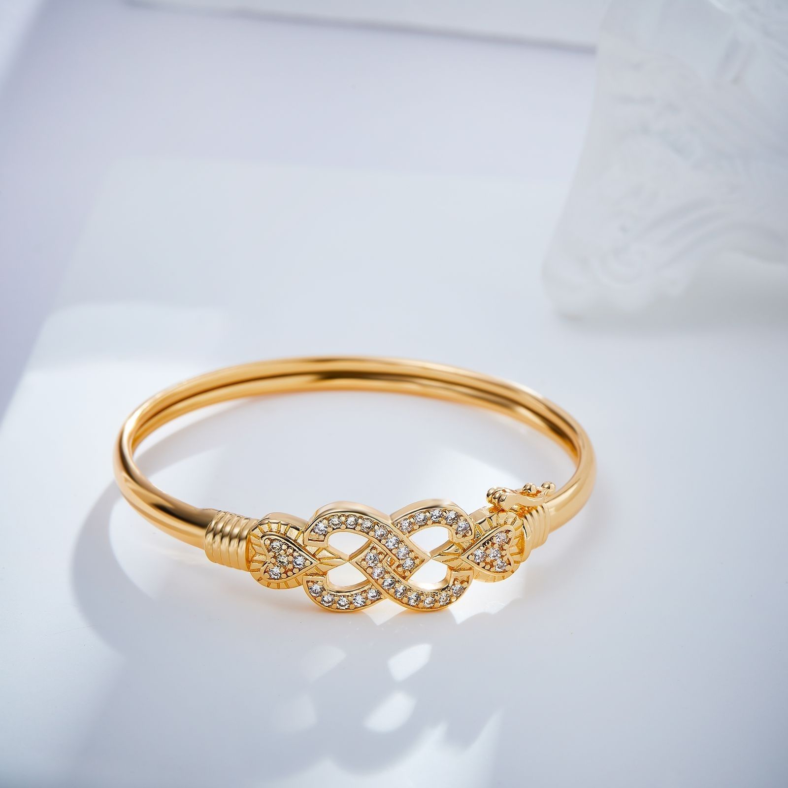 New Gold Plated zirconia adjustable anti tarnish bracelet valentine's gift-96AS