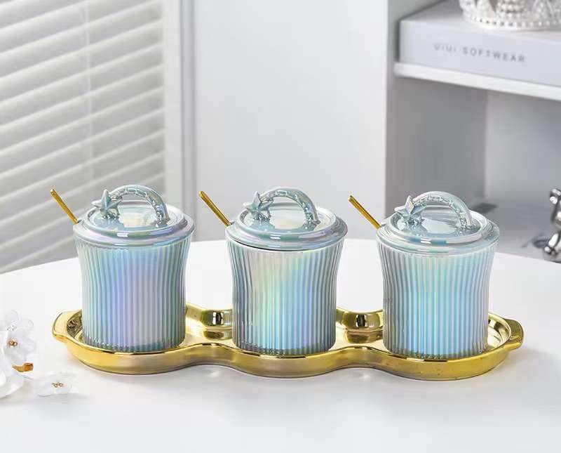 Nordic Rainbow Sugar DishWith Lid and Spoon