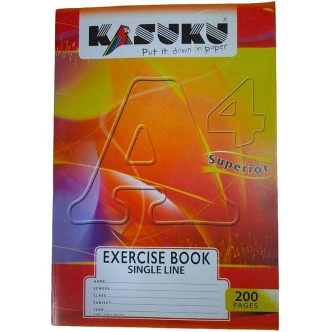 Kasuku Exercise Books A4-200 pages 11 single line +1 square book 12 PCS