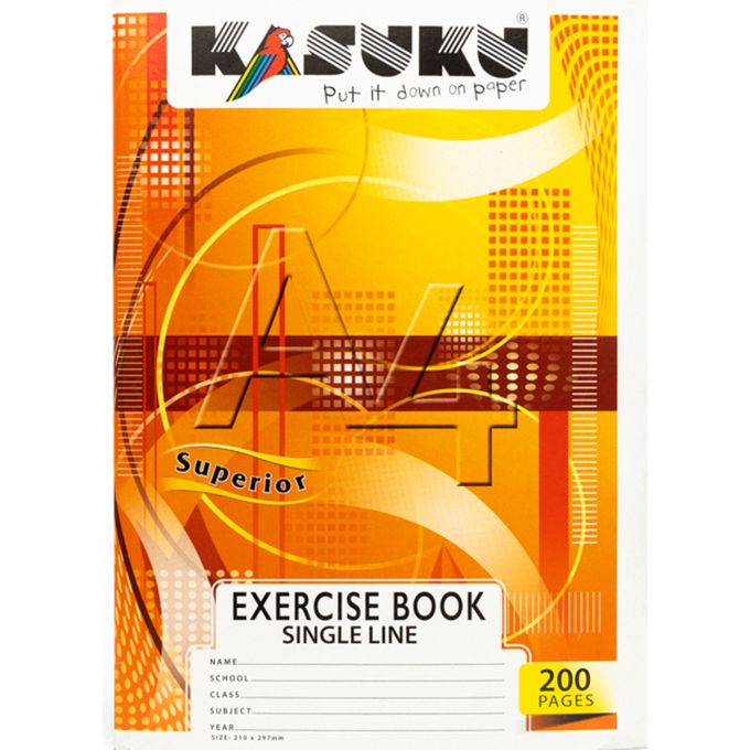 Kasuku Exercise Books A4-200 pages 11 single line +1 square book 12 PCS