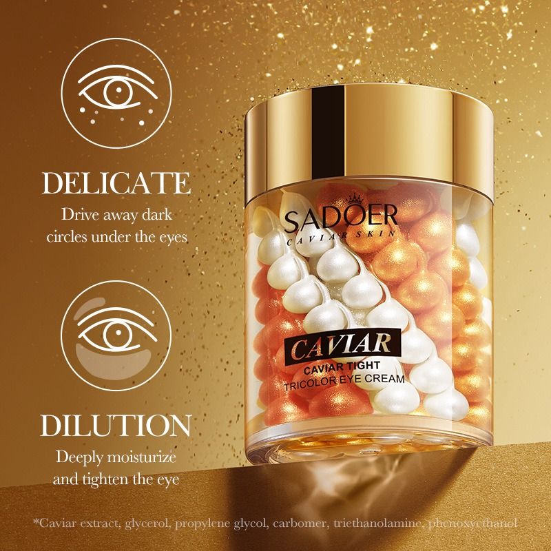 Caviar Essence compact Tricolor eye cream Elastic lubrication Pacify wrinkles desalination Fine grain Eye bags Eye cream