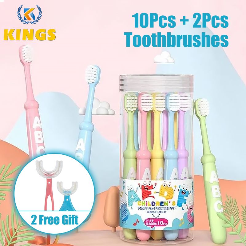 10-Piece Children's Toothbrush Set Kids Oral Cleaning Kit Boys & Girls Children Care includes 2-Piece U-shaped Toothbrush Giveaway One Color