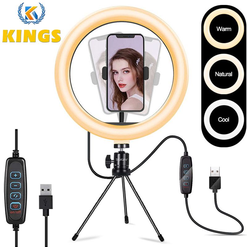 New Arrival 8" LED Ring Light with Tripod Stand Phone Holder Selfie YouTube Live Stream Tiktok Other Phones Accessories Black,as picture