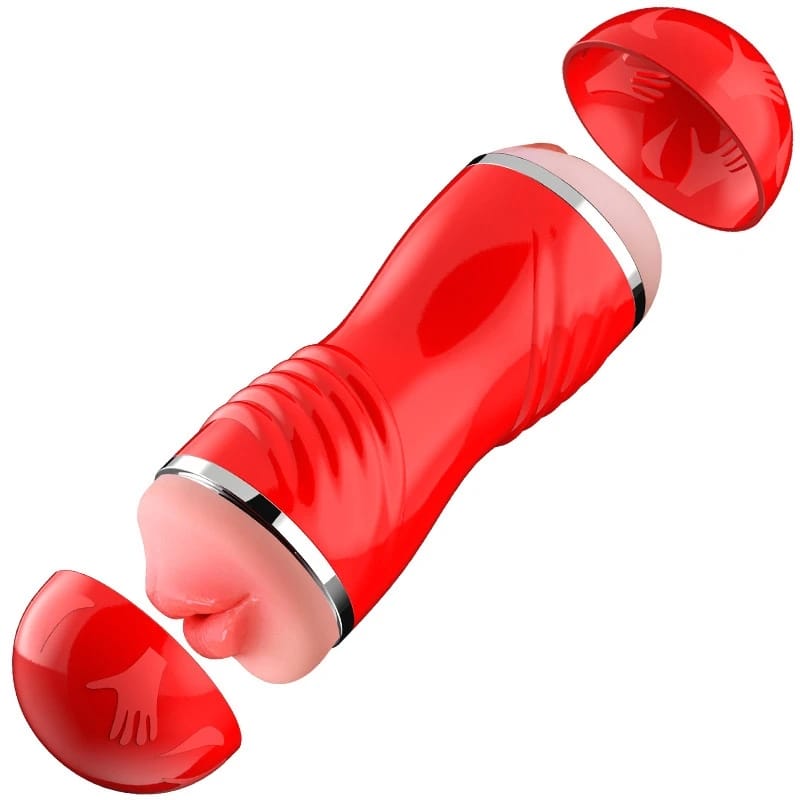 2 in 1 Double Ended Male Masturbator with Vagina & Mouth Realistic Pussy