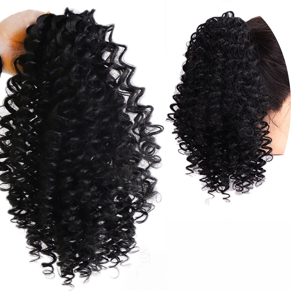 High Quality Cheap Price Heat Resistant Synthetic Fiber Africa Curly Hair Ponytail Drawstring Kinky Curly Ponytail