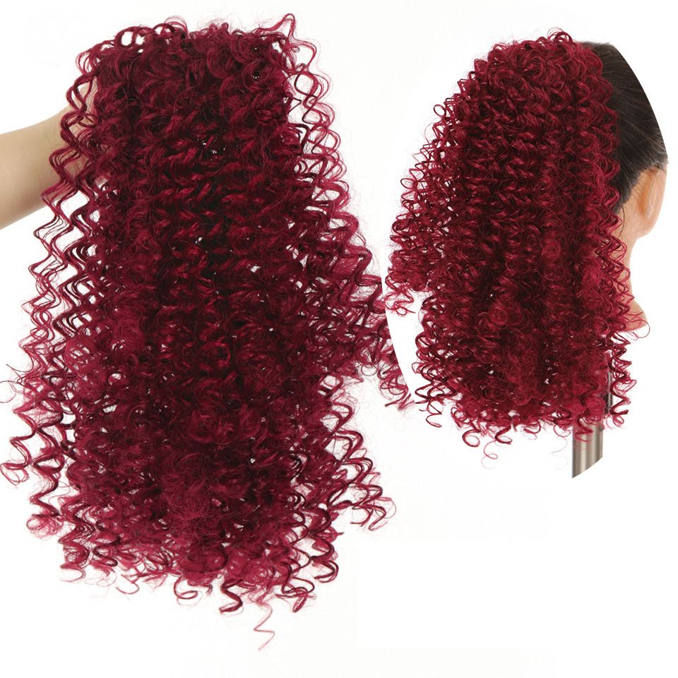 High Quality Cheap Price Heat Resistant Synthetic Fiber Africa Curly Hair Ponytail Drawstring Kinky Curly Ponytail