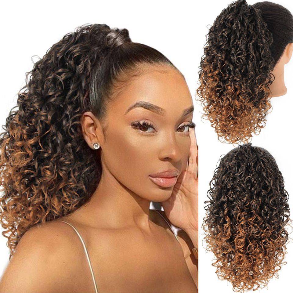 High Quality Cheap Price Heat Resistant Synthetic Fiber Africa Curly Hair Ponytail Drawstring Kinky Curly Ponytail